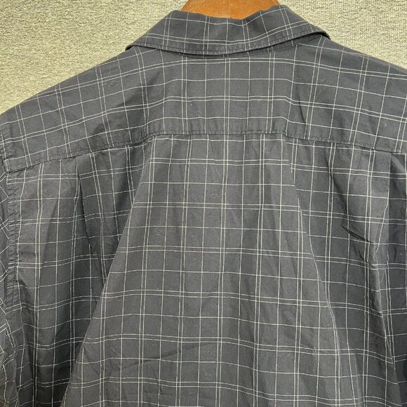 Wayne Gretzky Button Down Shirt Men Size M Navy Blue Window Pane Short Sleeve - Picture 10 of 12